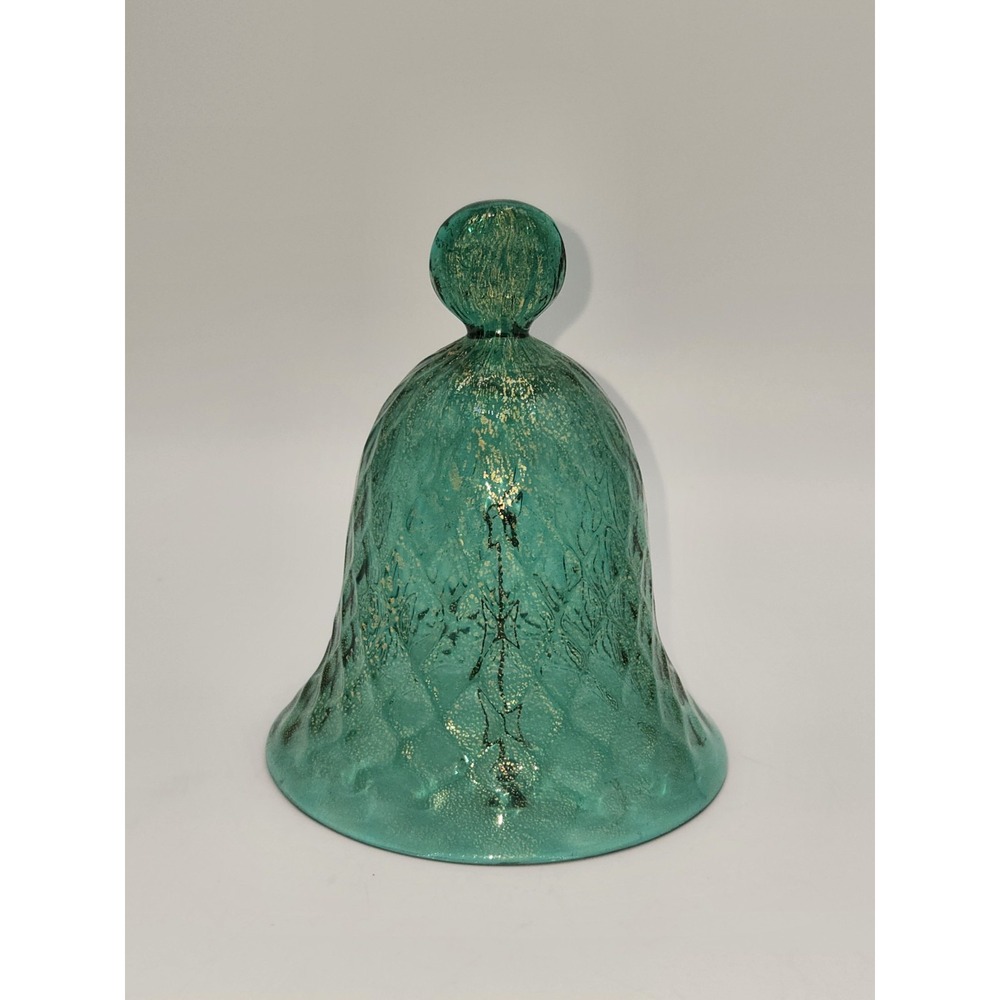 Murano Glass Aqua Bell Gold Fleck Hand Blown Art Glass Dinner Bell